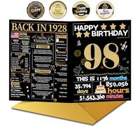 Joycard 98th Birthday Card with Envelope, 98th Birthday Decorations for Women Men, 98th Birthday Gifts for Grandpa Grandma, Happy Birthday Cards for 98 Year Old Mother Dad, Back in 1928