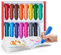 JoyCat 16-Color Jumbo Crayon Set for Toddlers 1-6 Years, Easy-Grip Triangular Crayons, Unbreakable, Non-Toxic & Washable, Includes Coloring Activity Paper, Ideal Art Supplies for Kids