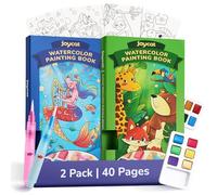 JoyCat 2 Pack Pocket Paint with Water Coloring Books for Kids, Art & Craft Activity Toy Set, Creative Travel & Home Painting Kit, Gifts for Girls & Boys Ages 3-8 (Ocean Princess & Animals)