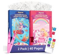 JoyCat 2 Pack Pocket Paint with Water Coloring Books for Kids, Art & Craft Activity Toy Set, Creative Travel & Home Painting Kit, Gifts for Girls & Boys Ages 3-8 (Magical Pony & Ocean Princess)
