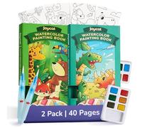 JoyCat 2 Pack Pocket Paint with Water Coloring Books for Kids, Art & Craft Activity Toy Set, Creative Travel & Home Painting Kit, Gifts for Girls & Boys Ages 3-8 (Animals & Dinosaurs)