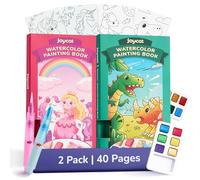 JoyCat 2 Pack Pocket Paint with Water Coloring Books for Kids, Art & Craft Activity Toy Set, Creative Travel & Home Painting Kit, Gifts for Girls & Boys Ages 3-8 (Magical Pony & Dinosaurs)