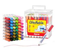 JoyCat 48 Colors Washable Broad Line Markers for Kids with Carrying Case | Broad conical tips create fine lines and bold strokes. Non-toxic washable ink is ideal for coloring, school and travel.