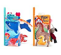 JoyCat Baby Toys Baby Books 0-6 Months, 2 Pcs Crinkle Cloth Book