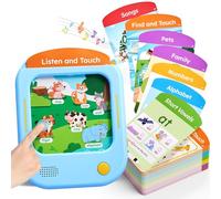 JoyCat Kids Learning Tablet - 156 Pages Tap-to-Read Flash Cards with 20 Listen & Find Games, Montessori Toy for Alphabet, Phonics, Words, Simple Math, Colors, Shapes & Songs - Gifts for Ages 2-6
