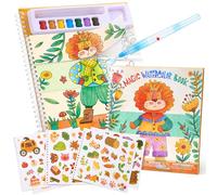 JoyCat Mix & Match Paint with Water Coloring Books with Stickers (Animals)