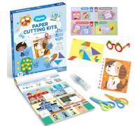 JoyCat Paper Cutting Kits for Kids Ages 3-5, Learn & Discover Scissor Skills Activity Book with 2 Safety Scissors, 30 Activity Sheets, 4 Quick Win Crafts, Glue Stick, Preschool Learning Craft Set