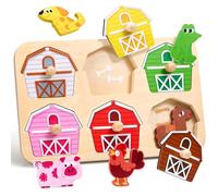 JoyCat Peg Puzzles Wooden Toys for 1 Year Old, Montessori Toys Animal Wooden Puzzles Boys Girls Christmas Birthday Gifts Present, Educational Learning Toys for Toddlers Kids Age 1 2 3