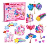 JoyCat Poke in Art Kit, Unicorn Wind Chime, 3D Magical DIY Craft Kit with Audible Wind Chime Pieces, 6 EVA Magical Figures, Mess-Free Creative Activity, Arts and Crafts & Birthday Gift for Kids Age 3+