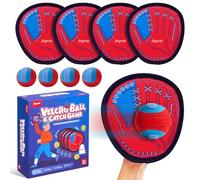 JoyCat Toss and Catch Ball Set with 4 Velcro Paddle 4 Balls, Beach Toys Camping Games, Kids Outdoor Games for Adults and Family, Outside Toys for 3 4 5 6 7 8 9 10+ Year Old Boys Girls Gifts
