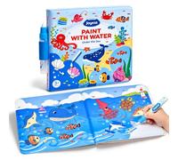 JoyCat Water Colouring Book for Toddler (Under the Sea) | Water Painting Book with Water Pen, Reusable EVA Pages, Mess-Free Travel Activity Book, Birthday Gift for Boys & Girls Age 3+