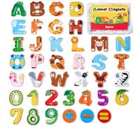 JoyCat Wooden Alphabet Magnets for Toddlers Fridge Large Size Cute Animal Colorful ABC Magnetic Letters 26 Uppercase Letters 0-9 Numbers Toy Set for Kids Toddlers Preschool Learning Spelling Counting