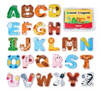 JoyCat Wooden Alphabet Magnets - Large Size Animal-Themed ABC Magnetic Letters, 26 Uppercase Educational Toy Set for Toddlers and Preschool Learning