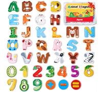 JoyCat Wooden Alphabet & Number Magnets for Toddlers Animal Colorful ABC
