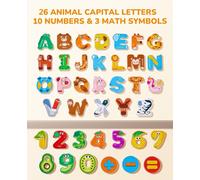 JoyCat Wooden Alphabet & Number Magnets - Large Size Animal-Themed ABC 26 Uppercase Letters & 0-9 Numbers Set for Toddlers
