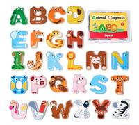 JoyCat Wooden Thick Alphabet Magnets for Toddlers Fridge Large Size Cute Animal Colorful ABC Magnetic Letters 26 Uppercase Letters Educational Toy Set for Kids Toddlers Preschool Learning Spelling