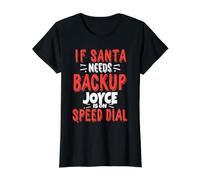 Joyce Santa's Backup Personalized Joyce Christmas Name Value Graphic T-Shirt, Women, Black, XL