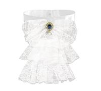 Joyci 3 Pieces White Victorian Lace Jabot Collar Cuffs Set Detachable Neck Ruff Collar Steampunk Elizabethan Colonial Costume, 1 Piece Set / Lace + Accessory, One Size