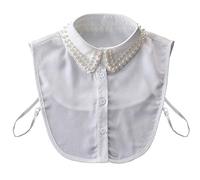 Joyci Diamond Pearl False Collar Peterpan Fake Collar Half Shirt Dickey, B White, One Size