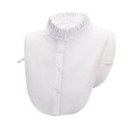 Joyci Simple Ruffles Fake Collar Detachable Dickey Collar Clothes Accessory - White -