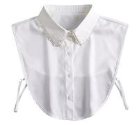 Joyci Woman Decorate Pearl Half Shirt Pure Color False Collar Detachable Faux Collar Dickey (AP01), Ap01, One Size