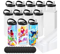 Joyclub 12 Pack Sublimation Water Bottle Blanks Bulk 20 oz Sublimation Tumblers with Handle Lids and Straws Skinny Straight Stainless Steel Cups DIY Gift