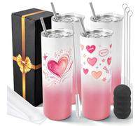 Joyclub 20 oz Sublimation Tumblers,4 Pack Gradient Light Pink Straight Cups | Glossy Gradient Stainless Steel Cups, Rounded Bases, Black Gift Boxes for DIY Gifts and Small Orders