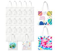 Joyclub 24 Pack 8 x 8.75 inch Sublimation Blanks Bulk Mini Tote Bags Wholesale Reusable Grocery Small Canvas Bags for Heat Transfer Tie Dye Easter Halloween Christmas Party DIY Gifts (White)