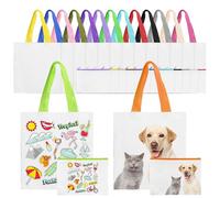 Joyclub 30 Pack Sublimation Tote Bags Bulk Customized Colors Polyester Cosmetic Makeup Bags Blanks Reusable Grocery Canvas Bags For DIY Shopping Subliamtion Decorating Painting, White, 14 inches (L) x