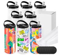 Joyclub 8 Pack Sublimation Water Bottle Blanks 20 oz Sublimation Tumblers with Handle Sports Skinny Insulated Tumblers Bulk