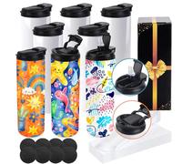 Joyclub 8 Pack Sublimation Water Bottle Blanks Dual Opening 20 oz Sublimation Tumblers with Leakproof Lid and Straw Insulated Stainless Steel Sports Cups