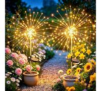 Joycome 2 Pack 120 LED Firework Solar Lights Outdoor Garden Waterproof