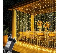Joycome 2 Pack Curtain Lights, 3m x 3m 300 LED Curtain Fairy Lights Plug in, 8 Modes/Timer/Connectable Hanging Fairy Light, Waterproof String Light for Wall Gazebo Window Pergola Wedding (Warm White)