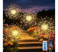 Joycome 4x120 LED Firework Solar Lights Outdoor Garden with Remote Control | Waterproof Garden Solar Lights, 8 Modes Dandelion Light, Starburst Light for Yard Lawn Balcony Flowerbed Patio Pathway Party