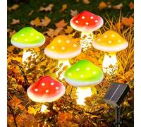 Joycome 6 LED Mushroom Solar Lights Outdoor Garden Waterproof | Solar Garden Ornaments, Mushroom Ornaments for Pathway Landscape Fence Lawn Backyard Wedding Party Decorations