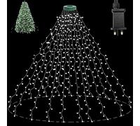 Joycome Christmas Tree Lights with Ring, 400 LED 2m X 16 Strands Outdoor Christmas Tree Net Lights Mains Powered, 8 Modes Waterfall Fairy Lights for 3ft - 6ft Xmas Tree Decorations (Cool White)