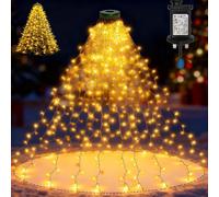 Joycome Christmas Tree Net Lights 400 LED 2Mx16 Drop Xmas Decorations With Ring, Timer, 8 Modes Waterproof Waterfall Main Powered for Indoor Outdoor Decor (Warm White)