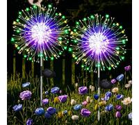 Joycome Garden Solar Lights, 2 Pack 120 LED Firework Solar Lights Outdoor Garden, 8 Modes Starburst Light Waterproof Dandelion Light for Yard Lawn Balcony Flowerbed Patio Pathway Party - Multicolor