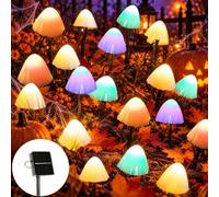 Joycome Halloween Decorations, 5M 20 LED Mushroom Solar Lights Outdoor | 2 Modi Solar Garden Ornaments, IP65 Waterproof Mushroom Halloween Lights for Garden Pathway Flower Bed Landscape (Multicolor)