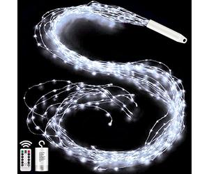 Joycome LED Light Tail 1 m, 100 LED Light Bundle, 8 Modes Waterproof Waterfall String Lights Battery-Operated with Remote Control, Timer for Christmas Balcony Indoor Outdoor Decoration - Cool White