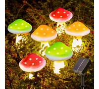 Joycome Solar Garden Ornaments 6 LED Mushroom Solar Lights, Outdoor Waterproof Mushroom Ornaments for Pathway Landscape Fence Lawn Backyard