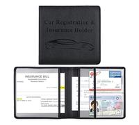 JOYCOURT Car Insurance and Registration Card Holder for Women Men - PU Leather Car License Document ID Holder - Vehicle Glove Box Car Organizer - Auto Essential Paperwork Wallet Case Holder