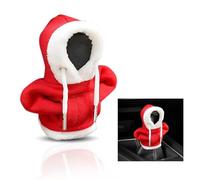 JOYCOURT Christmas Car Shift Knob Hoodie Cover, Christmas Style Hoodie Winter Warm Car Shift Cover Shifter Hoodie Protector, Universal Shift Knob Cover Car Interior Decor Accessories (Red)