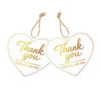 joycraft 50 Thank You for All You Do Tags with String, 2.5 in Heart White Paper Party Favor Hangtags, Gold Foil Thank You Tags for Teacher Appreciation, Christmas, Birthday, Wedding