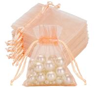 joycraft 50Pcs Peach Organza Bags-2.7x3.5 In Jewelry Drawstring Mesh Pouch | Small Sheer Gift Bags for Small Business,Party Favor,Wedding,DIY Craft