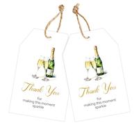joycraft 50Pcs Thank You Gift Tags with String, 3.3×2.1 in Champagne White Paper Hangtags, Thank You for Making This Moment Sparkle Tags, Party Favors Labels for Baby Shower, Wedding, Birthday