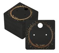 joycraft Earring Display Cards, 100Pcs Black Earring Tags with Foil Rose Gold, 2 Inch Square Hanging Paper Earring Display Tags for Selling, Personalized Earring Cards for Stud, Earring, Retail