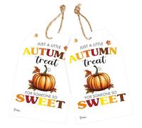 joycraft Pumpkin Fall Gift Tags with String - 50pcs Thanksgiving Sweet Gift Wrap Tag, 3.3x2.1 in Just a Little Autumn Treat for Someone so Sweet Tags for Candy Bags, Classroom, Fall Party Favors