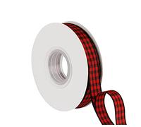 Joycrosso 16mm Wide Black and Red Gingham Ribbon Plaid Ribbon, Great for Gift Wrapping Home Décor Floral Arrangement, 22 Meters-Roll