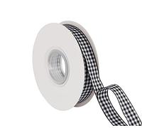 Joycrosso 16mm Wide Black and White Gingham Ribbon Plaid Ribbon, Great for Gift Wrapping Home Décor Floral Arrangement, 22 Meters-Roll